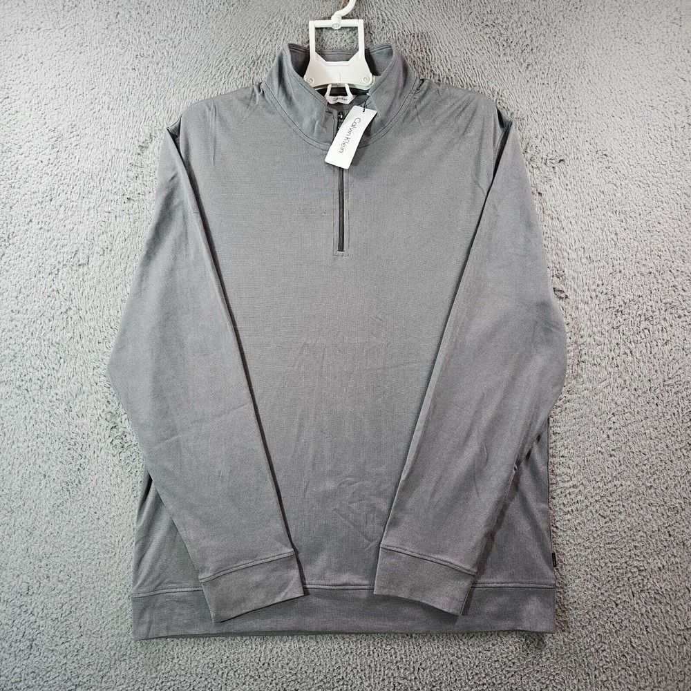 New -‎ Calvin Klein Activewear Sweater Men XL 1/4 Zip Lightweight Gray